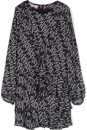 MISS BLUMARINE Robe volantée mi-longue à logo imprimé