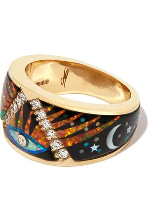 JACQUIE AICHE Bague Galaxy Eye Starburst en 14ct pavée de diamants