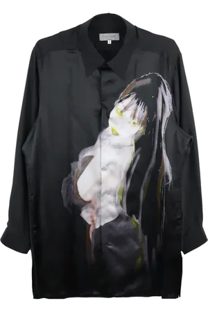 YOHJI YAMAMOTO Chemise en soie à imprimé graphique