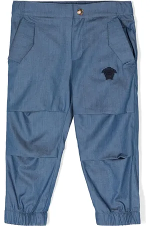 VERSACE Pantalon en chambray à patch Medusa Head