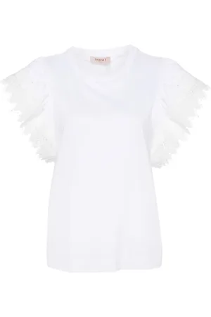 Twin-Set Blouse en coton à manches brodées