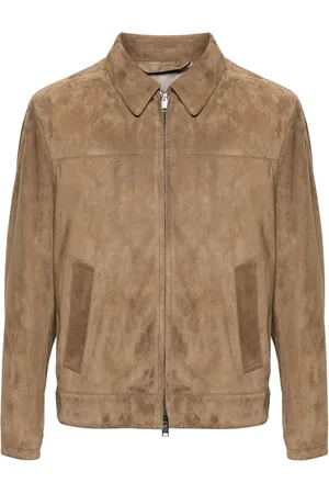 BRIONI Veste en daim à empiècements contrastants