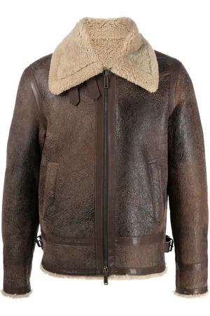 Dsquared2 Veste en cuir à fermeture zippée