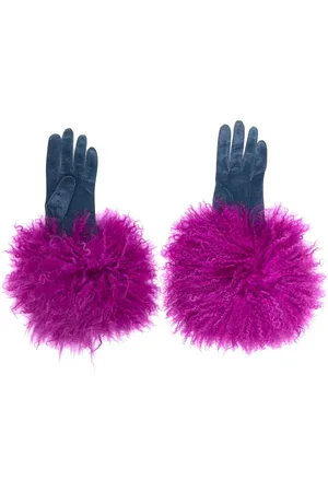 CHANEL Gants en cuir à bords contrastants