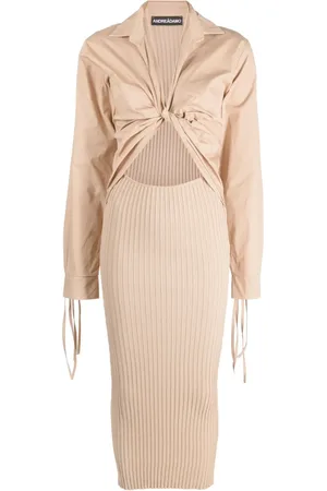 ANDREADAMO Robe en maille nervurée à effet dégradé