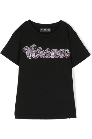 VERSACE T-shirt à logo orné de cristaux
