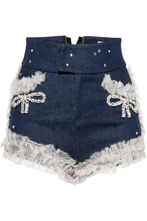 LOULOU Short volanté en jean à taille haute