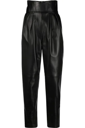 Philipp Plein Pantalon en cuir à taille haute