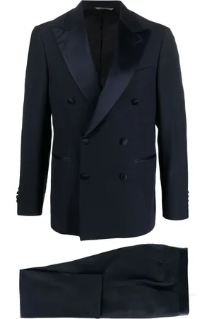 CANALI Costume croisé à bords en satin