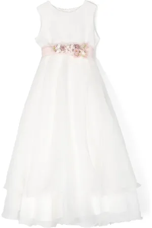 Mimilù Robe longue à fleurs appliquées