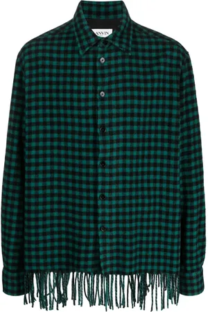 Lanvin Chemise frangée en laine à carreaux