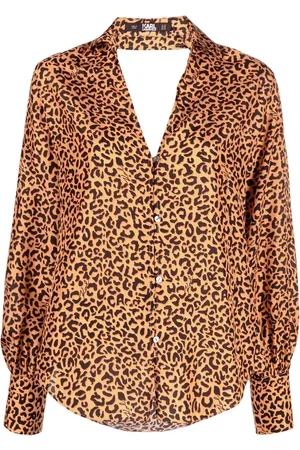 Karl Lagerfeld Blouse en soie à imprimé léopard