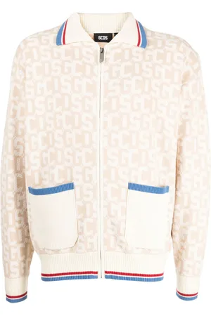 GCDS Cardigan zippée à logo en intarsia