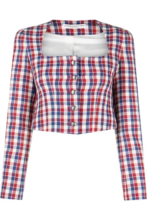 Alessandra Rich Veste crop à carreaux