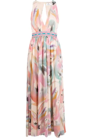 Etro Robe imprimée en soie à col v