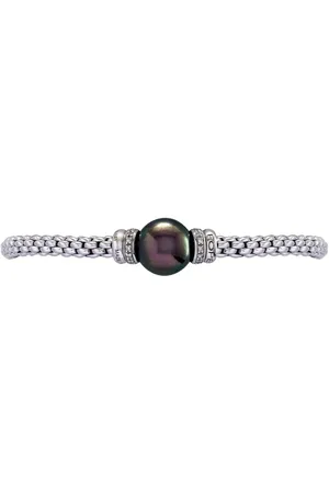 FOPE Bracelet Flexible en or blanc 18ct serti de perles noires et de diamants blancs