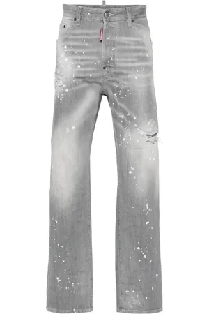 Dsquared2 Jean droit à effet délavé