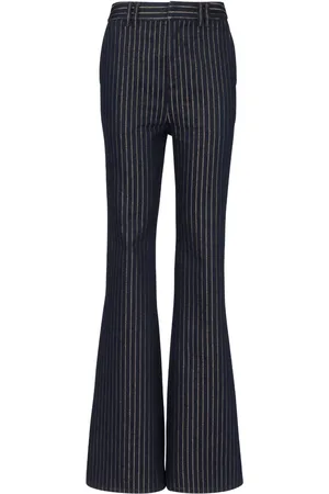 Balmain Jean taille haute évasé à rayures