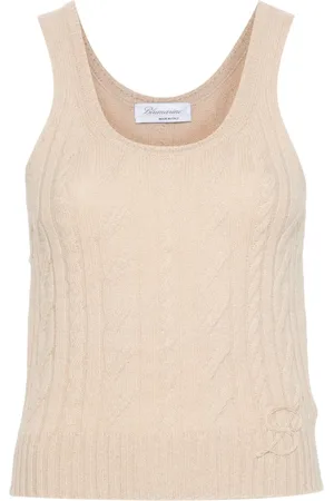 BLUMARINE Débardeur en maille torsadée à logo brodé