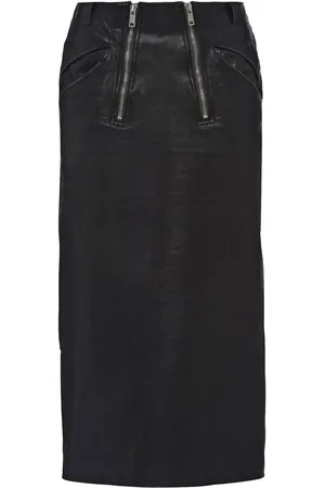 Prada Jupe crayon en cuir à double zip