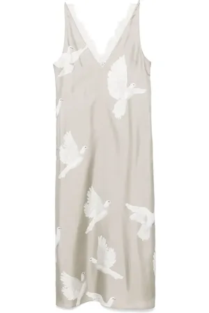 Stella McCartney Robe longue sans manches à imprimé colombe