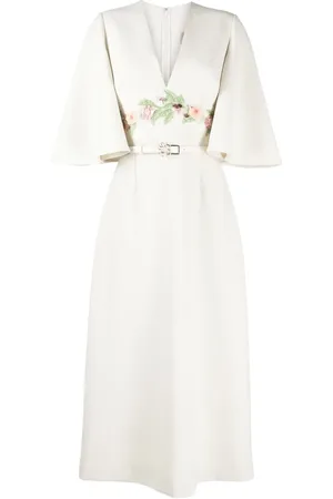 Elie saab Robe mi-longue à fleurs appliquées