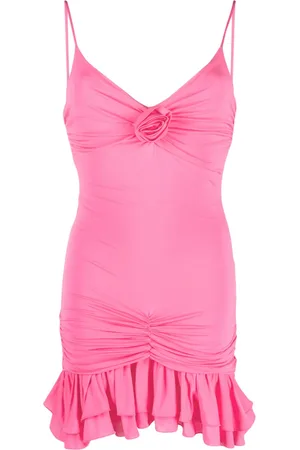 BLUMARINE Robe courte froncée à fleur appliquée