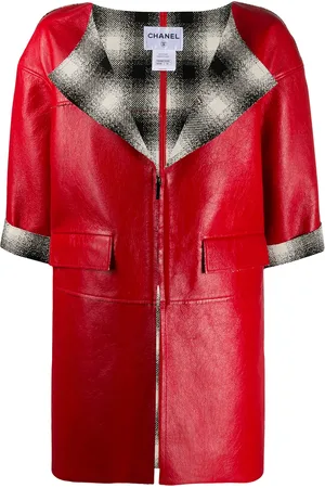 CHANEL Manteau droit en cuir