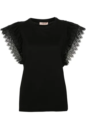 Twin-Set Blouse en coton à manches brodées