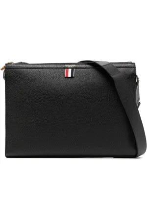 Thom Browne Sacoche grainée à 4 bandes signature