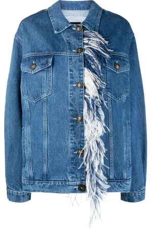 Simonetta Veste en jean à détails de plumes