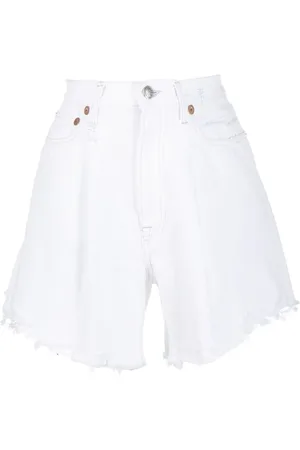 R13 Short en jean à bords francs