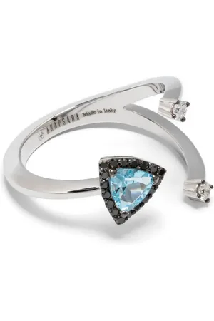 ANAPSARA Bague Micro en or blanc 18ct sertie de topaze et de diamants