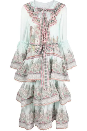 ZIMMERMANN Robe mi-longue volantée à fleurs