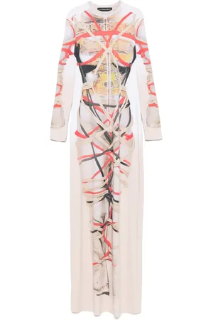 Y / PROJECT Robe longue à imprimé trompe l’œil