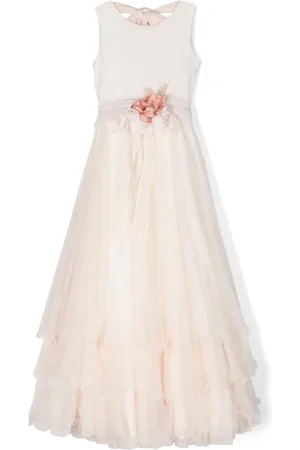 Mimilù Robe volantée à fleurs appliquées
