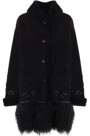 ERMANNO SCERVINO Manteau en peau lainée à broderies