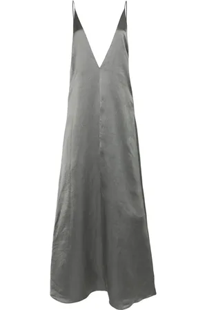 ALYSI Robe longue en satin à col v