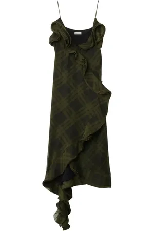 Burberry Robe en soie à carreaux