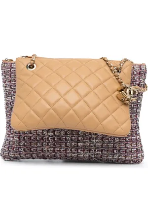 CHANEL Sac à bandoulière Double Case à en peau lainée matelassée et tweed (2019)