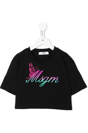 Msgm T-shirt crop à logo imprimé