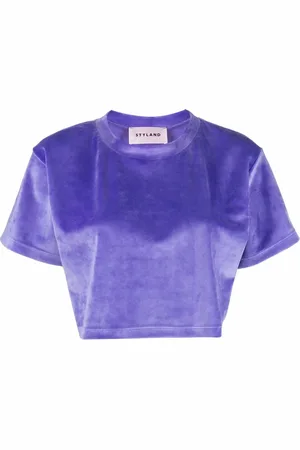 Styland T-shirt crop à effet de velours
