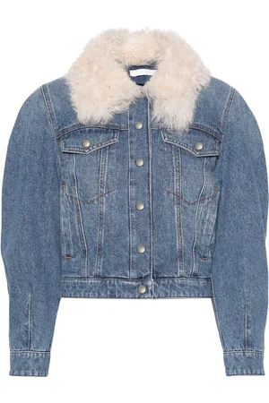 Chloé Veste en jean à col en peau lainée