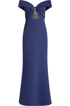 Badgley Mischka Robe longue à épaules dénudées