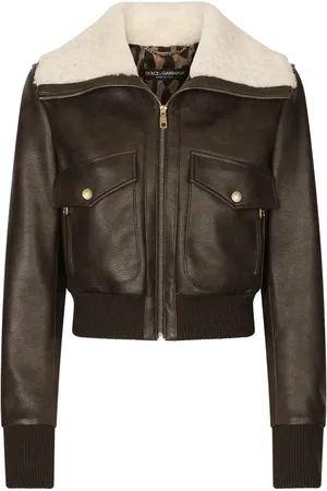 Dolce & Gabbana Veste bomber à col en peau lainée