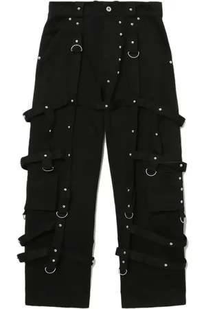 We11 Done Pantalon clouté à poches cargo