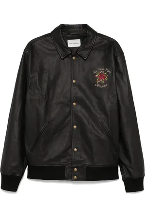 Drôle de Monsieur Veste en cuir à slogan brodé