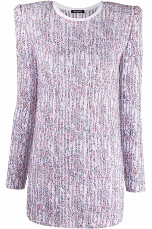 Balmain Robe brodée de sequins à manches longues