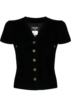 CHANEL Chemise en velours à boutons gripoix (1996)