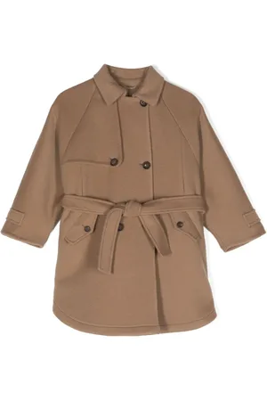 Brunello Cucinelli Manteau à taille ceinturée en laine vierge mélangée